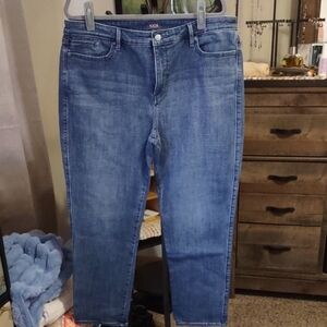 NYDJ Blue Cropped Slim Straight Jeans